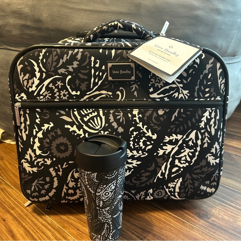 Vera Bradley Rolling Work Bag + Travel Mug